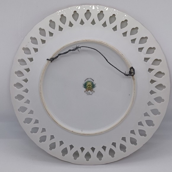 Vtg. Floral Plate Riticulated Handpainted Gold Accents Chubu Wall Art Japan 8.25 - Picture 5 of 9
